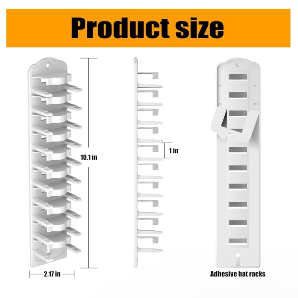 Hat Organizer for Baseball Caps, Strong Adhesive Hat Rack for Wall, - Picture 7 of 7